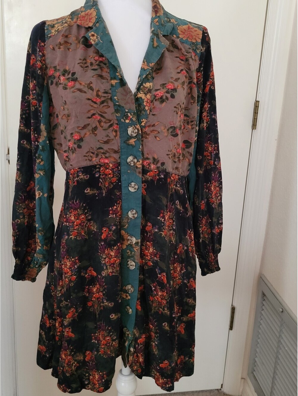 Natural Life Ansley Tunic Shirt Dress Patchwork Floral Design Sz Med Cottagecore - Picture 2 of 9